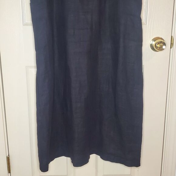 Talbots Black 100% Linen Shift Midi Dress Size M - Picture 3 of 11
